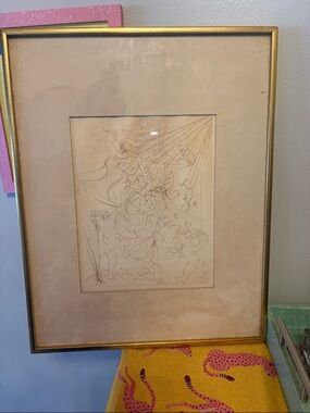 Original Salvador Dali Lady & Cherubs "Autumn" Red Dry Point
Etching Framed